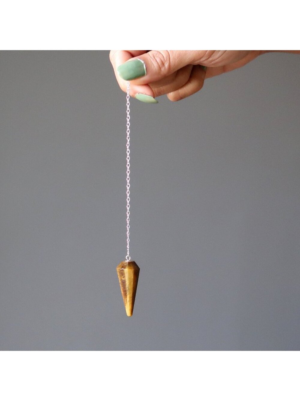 Tigers Eye Pendulum Healer Gem Sterling Silver Brown Chatoyant Crystal Dowsing